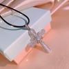Exquisite White Zircon Cross Pendant Necklace Women's 925  Geometric Cute/Romantic Chain Birthday Party Engagement Jewelry