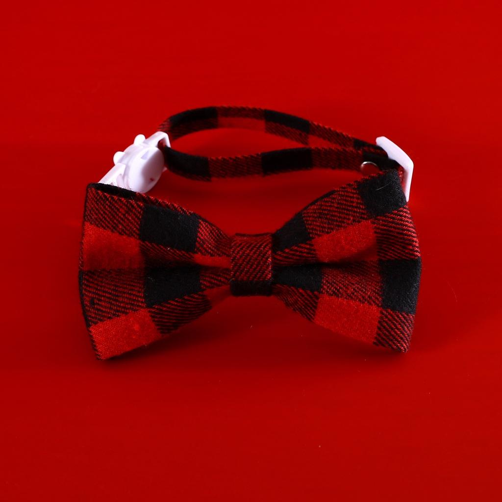 

Colorful Plaid Pattern Pet Collar Christmas Bow Tie Design Cotton Material Suitable For All Seasons StyleA