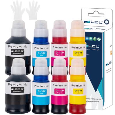 LCL Kompatible Tintenflaschen für Canon und 2BK Pigmenttinte Kompatibel mit und G7030 Druckern GI-30, GI-30PGBK, GI-30BK, GI-30C, GI-30M, GI-30Y