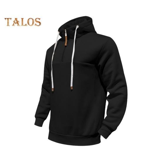 

Мужская зимняя толстовка с капюшоном на молнии с полуоткрытым воротником-стойкой, однотонный свободный свитер, спортивный топ с эластичными манжетами, сохраняющий тепло, повседневная одежда XXL чёрный