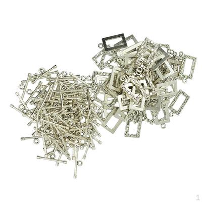 50 Sets Knebelverschlüsse, Verbinder, OT-Verschluss, Metall, DIY-Schmuckzubehör, rechteckig