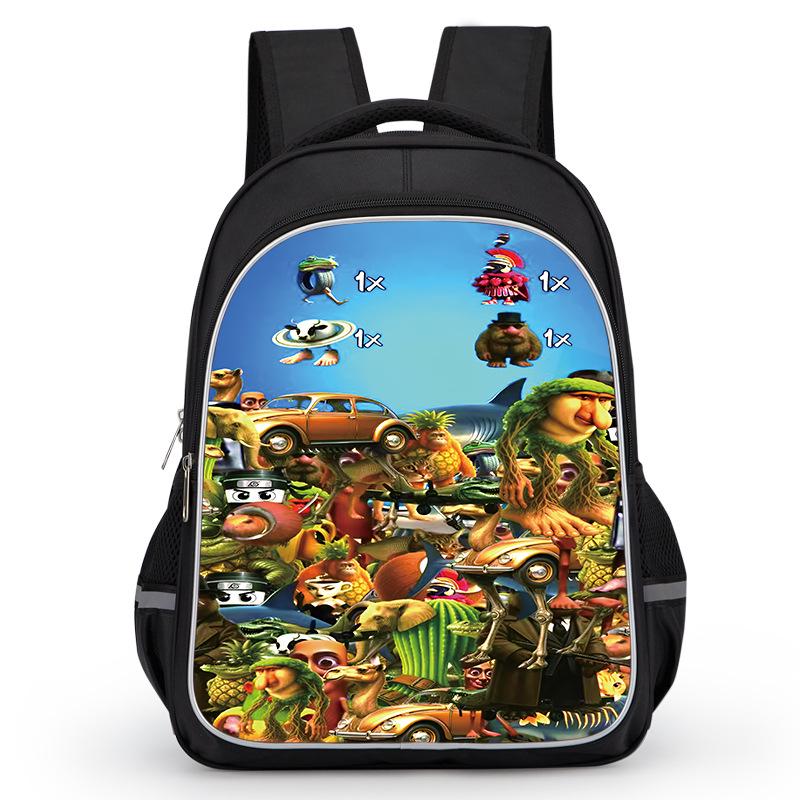 Cross-border Classic Mountains & Seas Stick Figure Kids' Backpack for Grades 1-6 - Load-Reducing Double Shoulder Bag for Boys