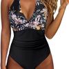 Bikini Tight One-piece Swimsuit Women Halter Sexy Cross Color Matching Swimsuit Women