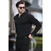 Black Polo Neck Zippered Knitted Sweater 7242