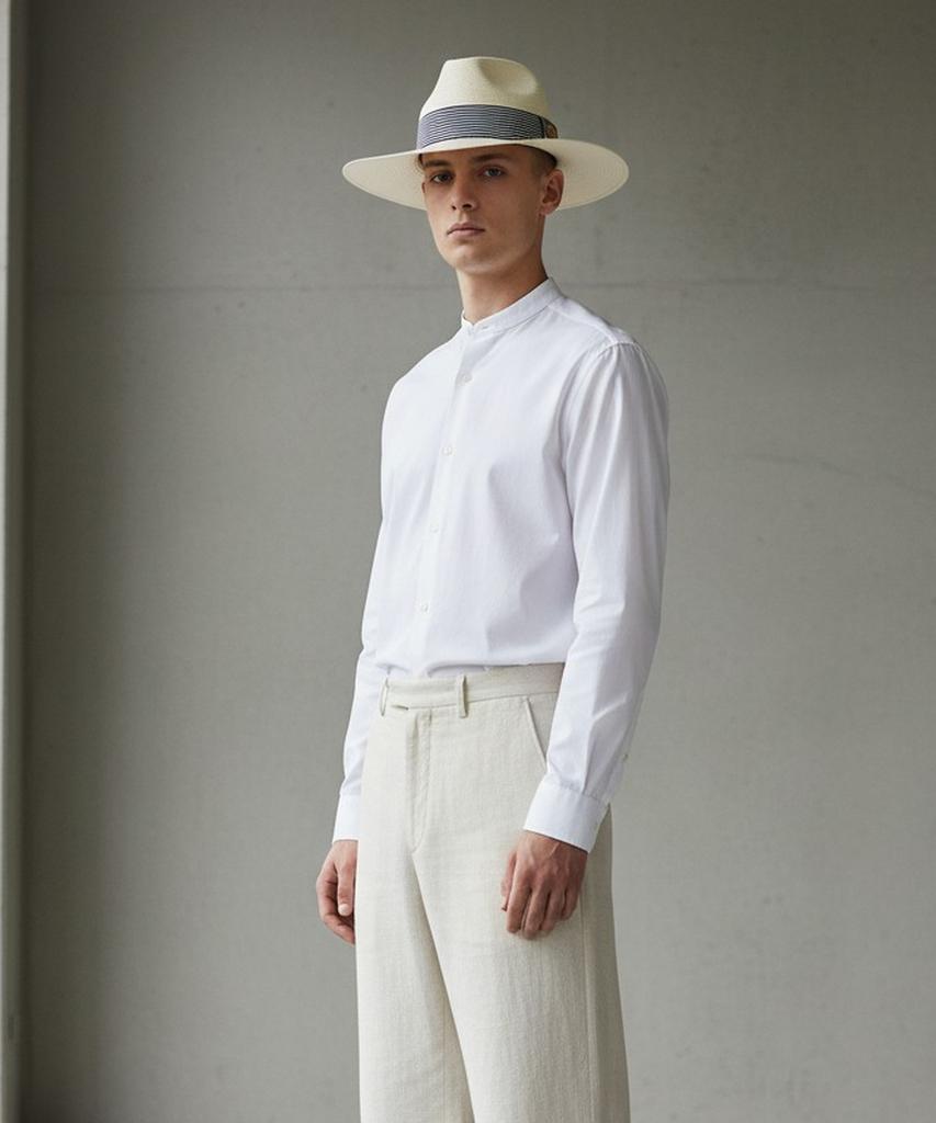 Yunibeosyeolkemiseuteuli Stripe Line Ivory Long Fedora Summer Fedora