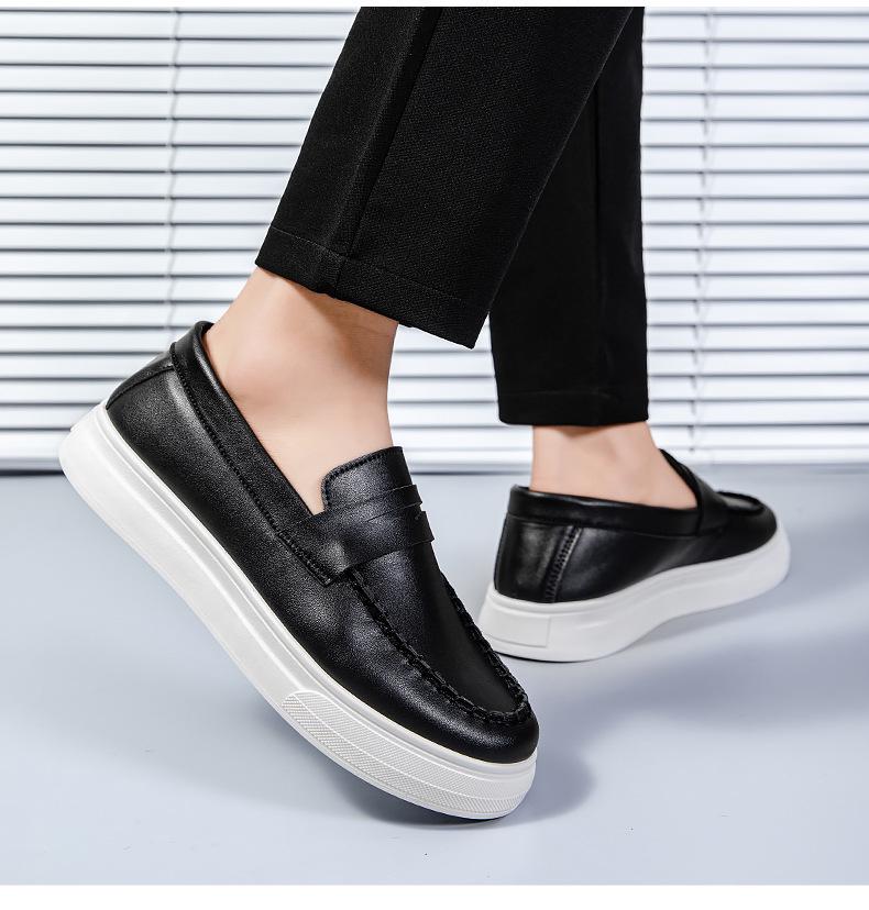 Wiosna 2025 Męskie Oddychające Skórzane Mokasyny w Brytyjskim Stylu - Modne Casualowe Mokasyny dla Młodzieży