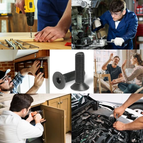 PATIKIL Hex Socket Bolts, Socket Cap Screws, M8 x 80mm, Flat Head Socket Cap Bolts, Pack of 10, Flat Countersink Bolts, Medium Carbon Steel, Hex Socke