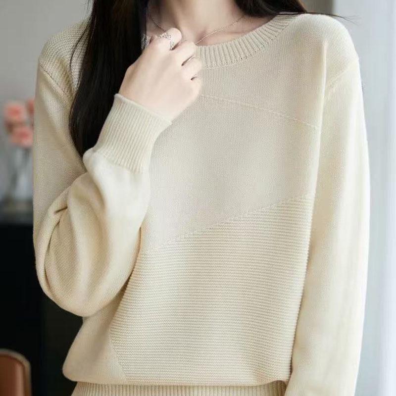 2025 Autumn/Winter Women's Versatile Round Neck Wool Pullover Sweater - Loose, Slimming Knitwear Base Layer Top