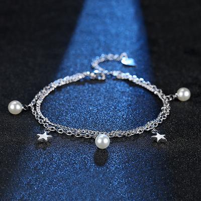 Japanese Pearl Jewelry Agete Five Pointed Star Bracelet Women's Silver Plated Fashion OL Simple Handicraft