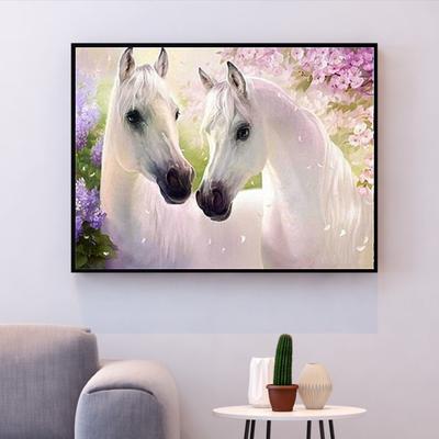 DIY Diamond Painting Round Scenic Diamond Mosaic Horse Rhinestones Pictures Full Diamond