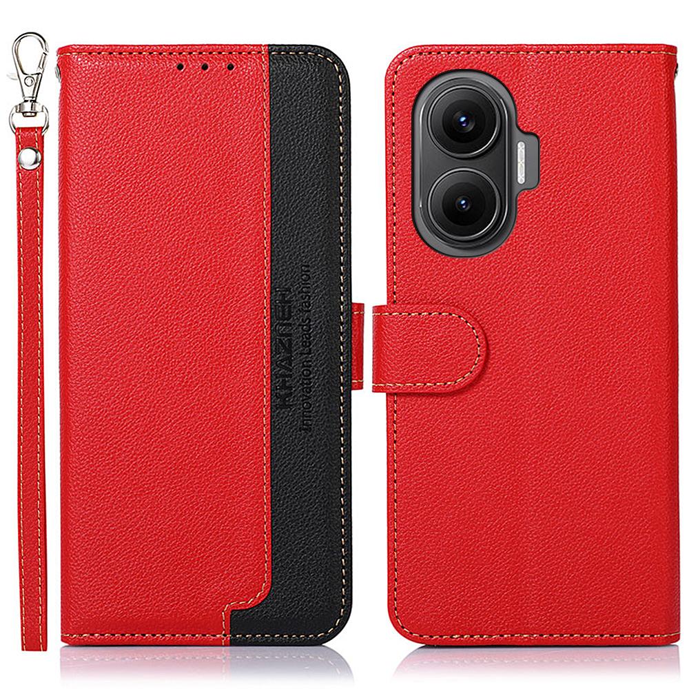 

KHAZNEH For Xiaomi Redmi Turbo 4 Pro 5G/Poco F7 5G Case RFID Blocking Wallet PU Leather Phone Cover Red