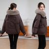 New fashion cotton clothes women's warm big fur collar temperament short women's cotton-padded clothes jacket