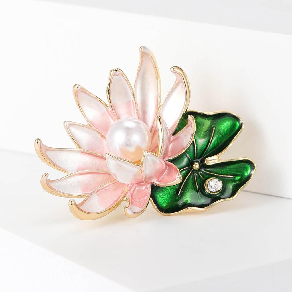 Korean Style Pearl Enamel Peony Brooch - Women's High-End DIY Corsage Pin