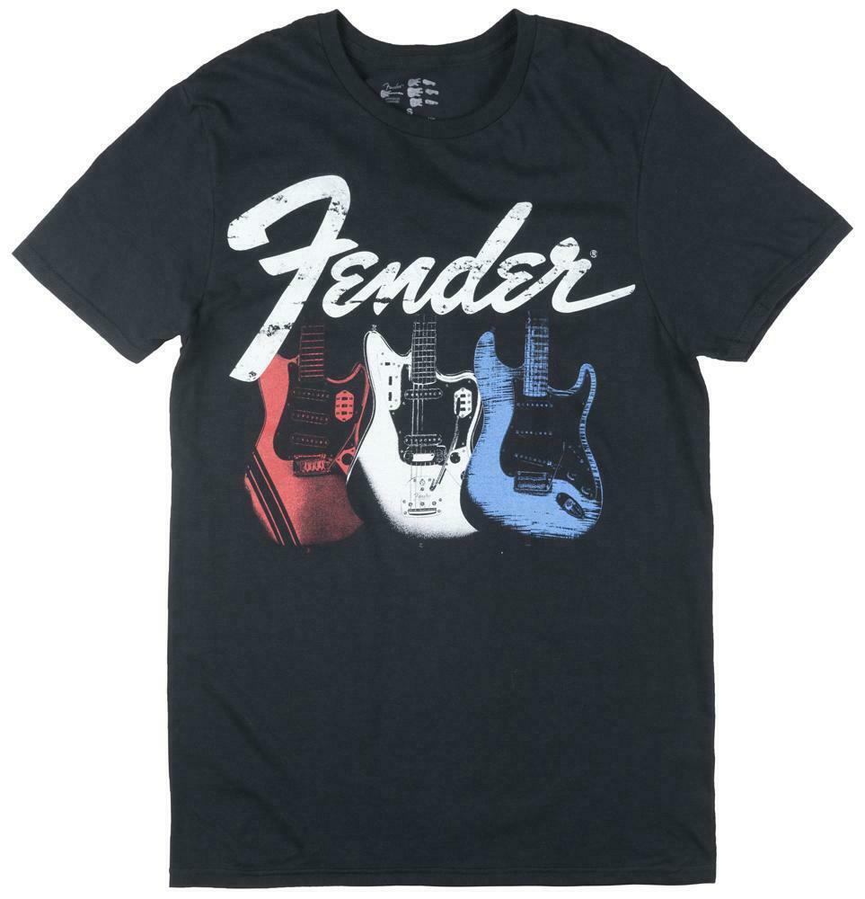 

Fender Electric Guitar Usa Stratocaster T-Shirt Black Music Instrut Tee