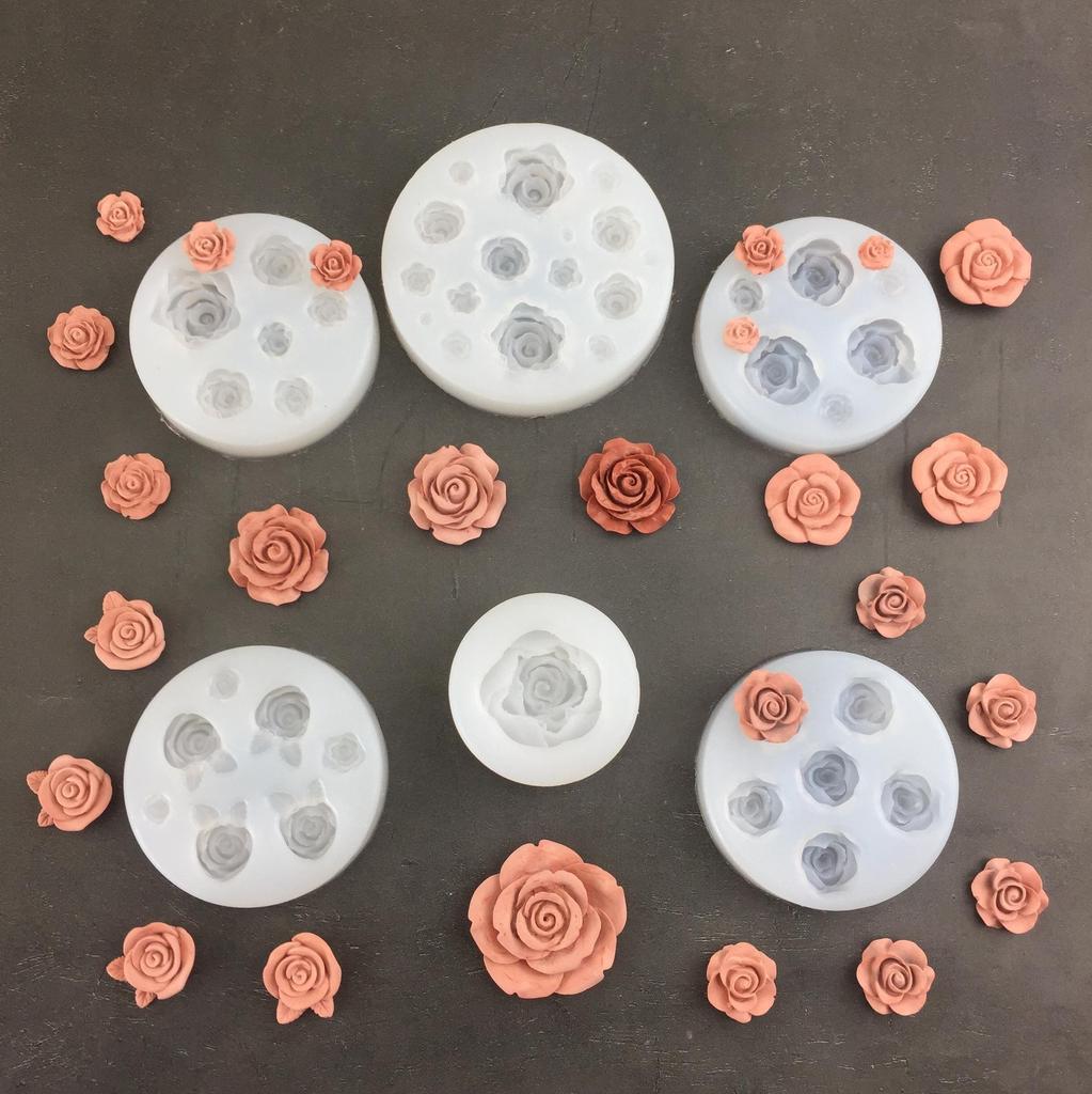 6-in-1 Rose with Leaves Mold: For Plaster, Resin, Mousse, and Aromatherapy