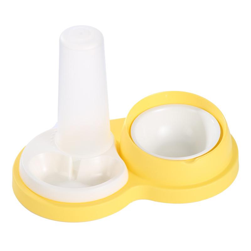 

1pc-Pet feeding bowl with water bottle, economical drinking water double bowl food bowl dog food bowl cat water dispenser жёлтый