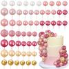 56 PCS Ball Cake Toppers - Colorful Pearl Cake Decorations for Birthday, Wedding, Cupcakes Ball Party Supplies DIY Dessert Decor