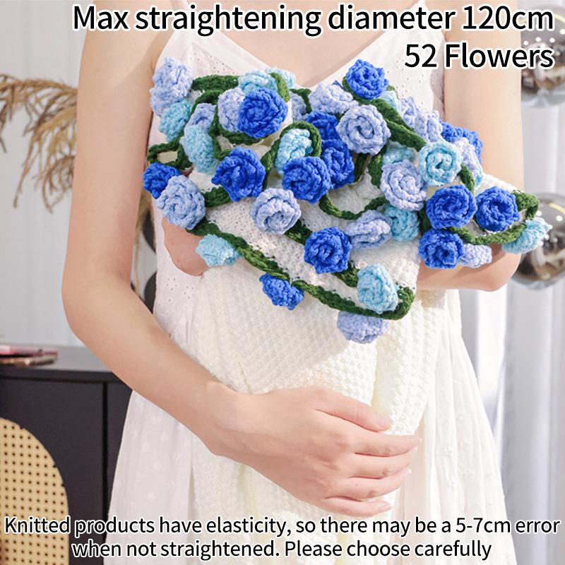 Multicolored Pointed-Angled Rose Bouquet Blankets Hand-Knitted Crocheted Rose Sofa Blankets Wedding Valentine Girlfriend Gifts