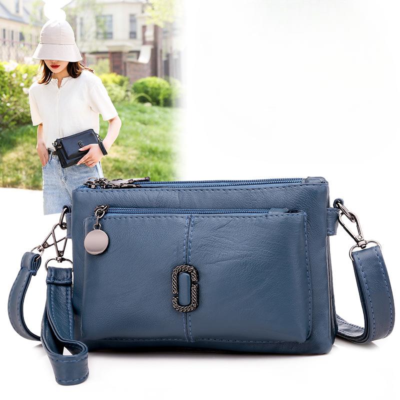 Large-capacity Single-shoulder Bag Versatile for Women Soft Leather Small Square Bag Lightweight Multi-layer Crossbody Bag
