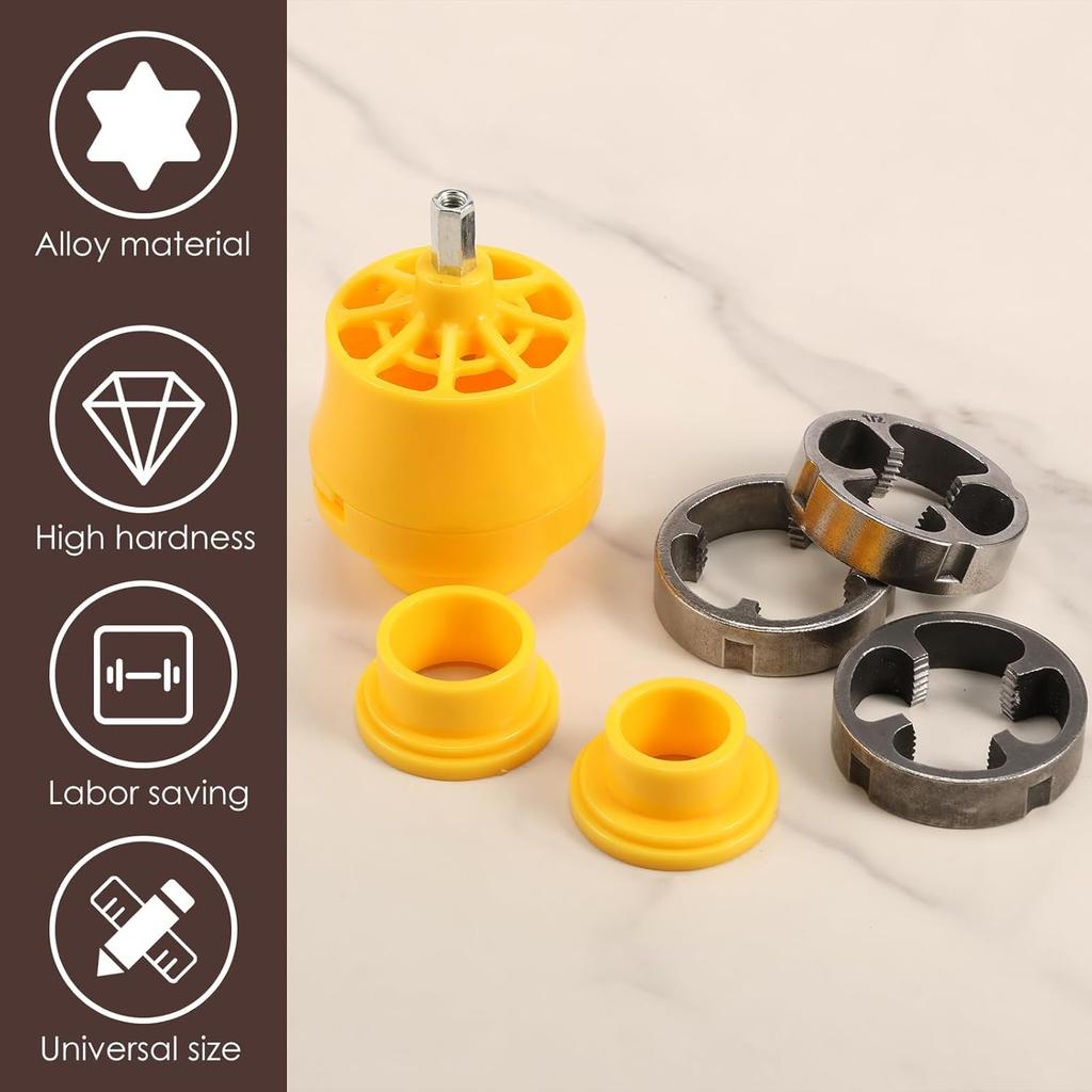 PVC Pipe Threader, Electric Drill Compatible PVC Pipe Threader Kit, PVC Thread Maker Tool for Electric Drill, with 3 Dies,1/2", 3/4", 1" Npt (B