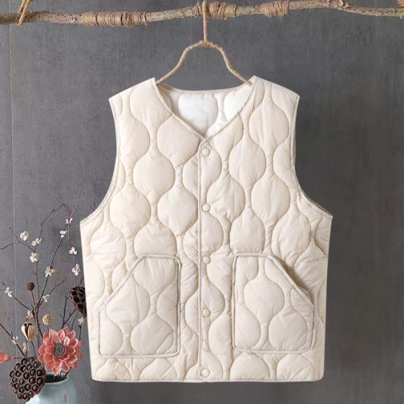 Leichte Herbst-Winter-Weste in Übergröße für Damen - Warmer, lockerer ärmelloser Cardigan für die mittlere und ältere Generation