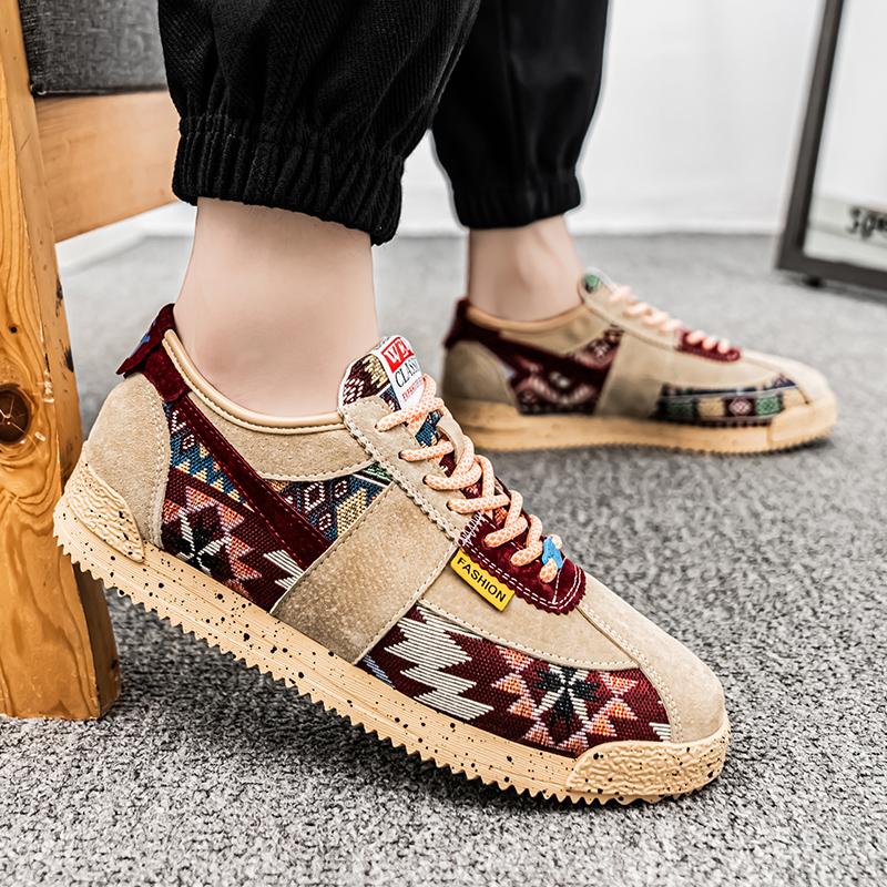 Men’s Printed Sports Shoes Casual Street Style Jogging Sneakers Students Skateboard Shoes Plus Size Height Increase