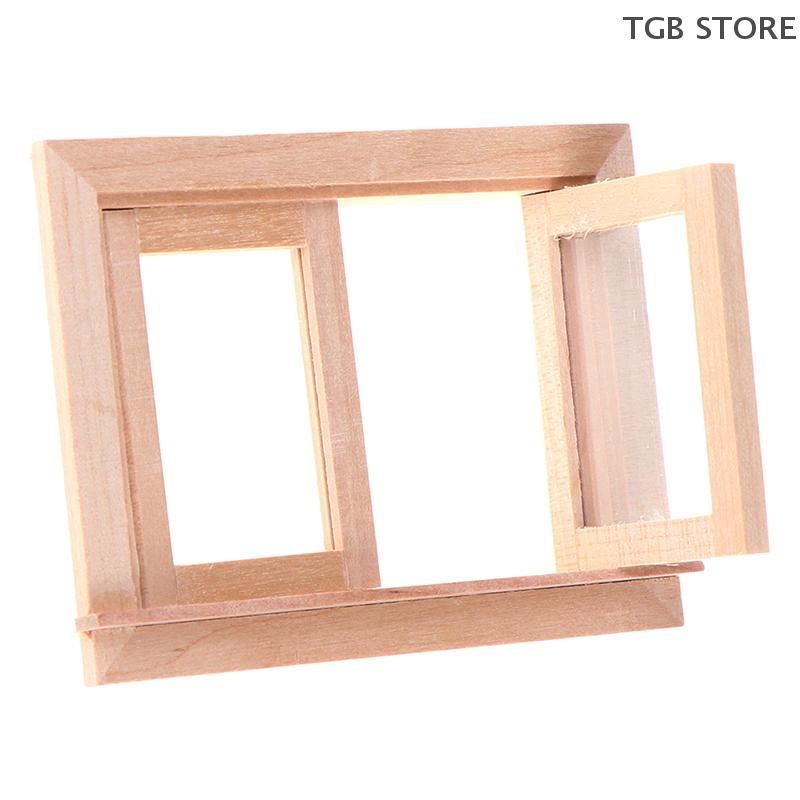 1Pcs 2 Pane Window Miniature Wood Frame 1/12 Dollhouse DIY Furniture Accessory