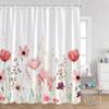 Watercolor Flowers Floral Shower Curtains Butterfly Greenery Plants Nature Home Decor for Bathroom Polyester Fabric Bath Curtain