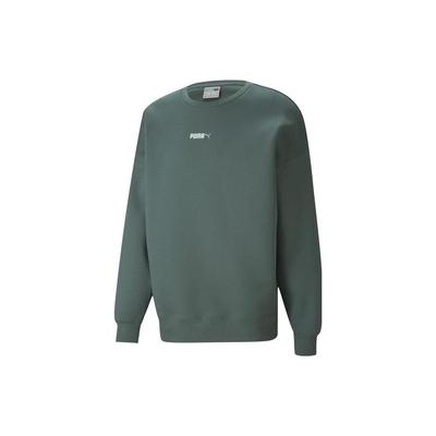 FW22 Solid Color Logo Embroidered Pullover Crew Neck Long Sleeve Sweatshirt Men Tops Teal 534365-68