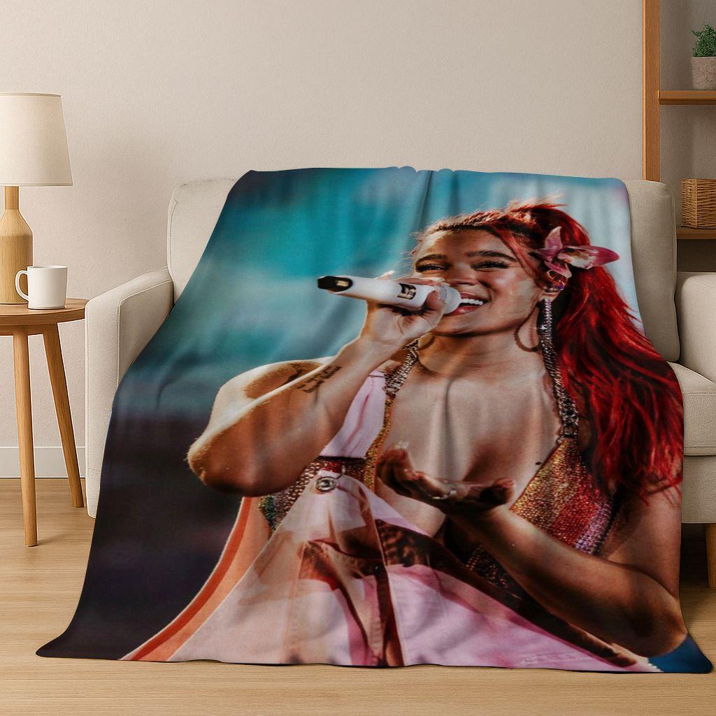 3D Karol G Singer Carolina G Art Flannel Blanket,Cozy Soft Throw Blanket for Home Bedroom Bed Sofa Picnic Office Cover Gift