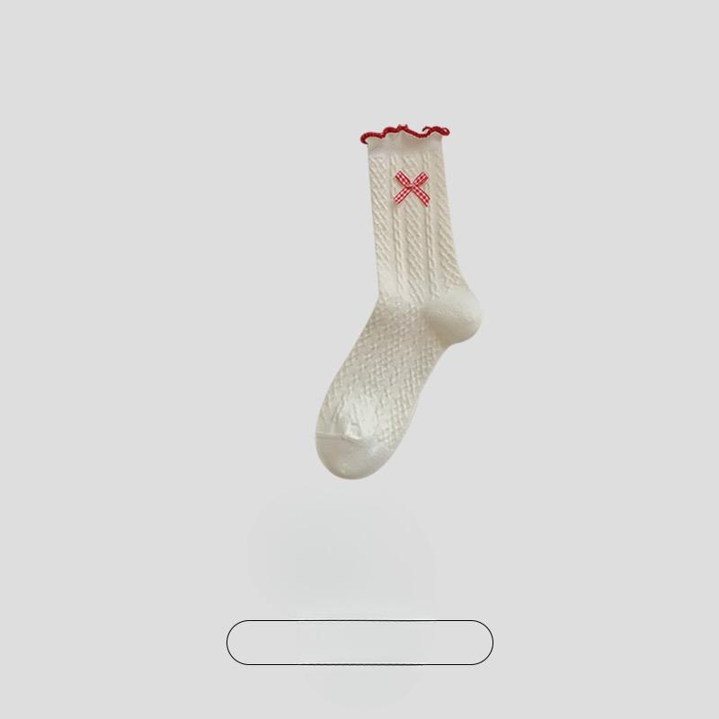 Female Autumn Lovely Cartoon Boneless Deodorant Breathable Tube Cotton Socks