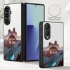 Mountain Valley Camping Art Case For Samsung Z Fold 8 Ultra 7 6 5 4 Hybrid Leather Skin Hard PC Bumper Cover For Galaxy Z Fold8 Fold7 Fold6 Fold5