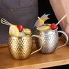 Retro Drinking Cup Hammer Pattern Stainless Steel Cup Wine Cup Moscow Mule Mug  Kitchen