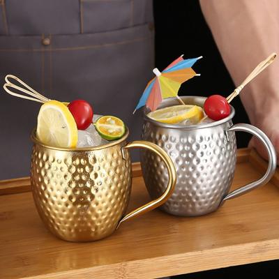 Bar Tool Hammer Pattern Moscow Mule Mug 520ml Rust-proof Stainless Steel Cup Elegant Retro Beer Mug Home