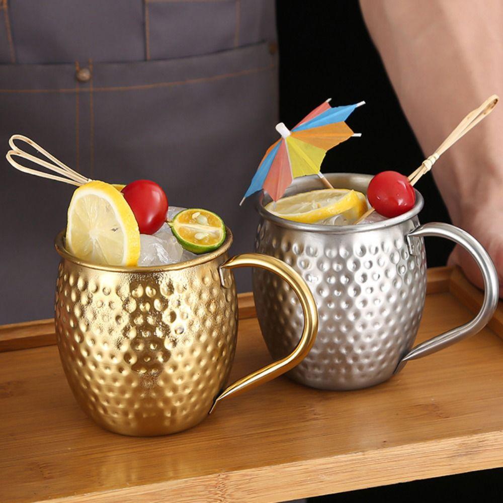 Retro Drinking Cup Hammer Pattern Stainless Steel Cup Wine Cup Moscow Mule Mug  Kitchen
