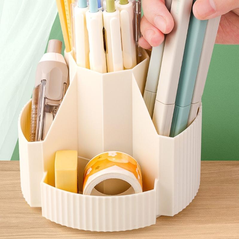 Multifunctional Rotating Desk Organizer Spacious Storage For Pens Scissors School Office Supplies