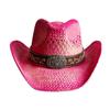Cappello di Paglia da Cowboy Western Uomo e Donna Retro a Tesa Larga Cappello di Paglia da Cowboy Ricamato Tesa Larga Chapeau Cowboy