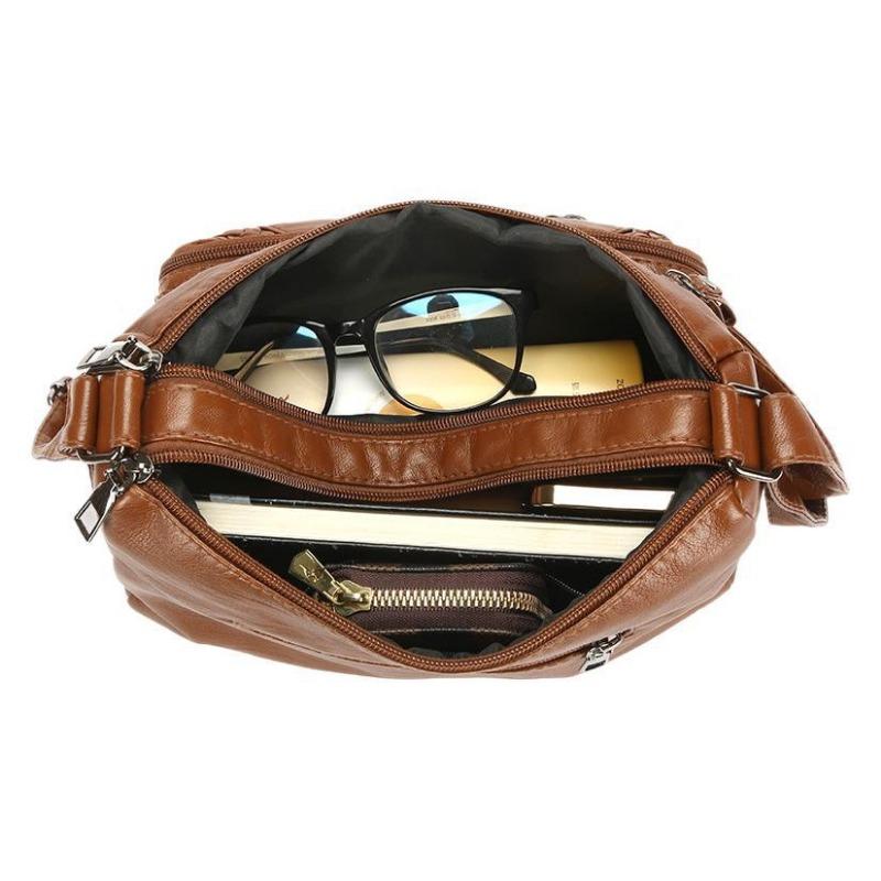 Ladies' Soft Leather Large Capacity Crossbody Shoulder Bag