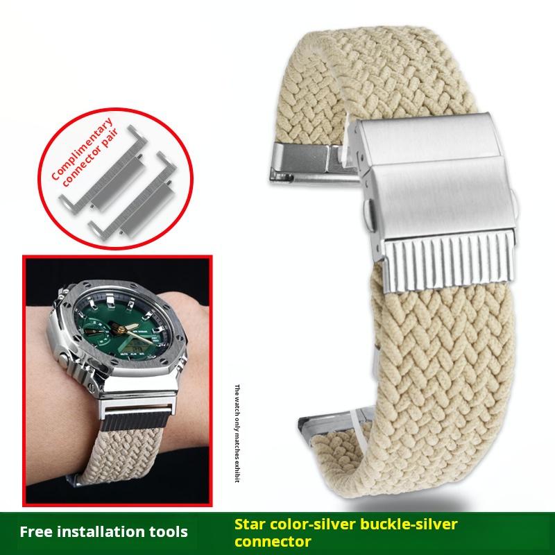 High Quality Elastic Nylon Watchband For Casio G-SHOCK GA-2100 2110 GM-2100 Series Modified Nylon Canvas Watch Strap Accessories