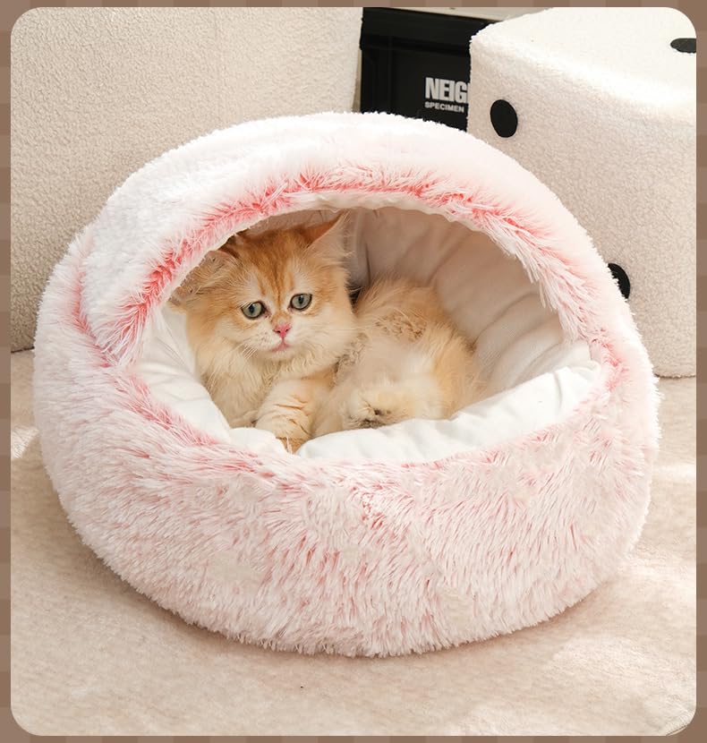 Winter Pet Bed for Cats and Illuminated Pet Warm Sleeping Fluffy and Durable Pet Bed for Cats and Cold Fluffy Cat Suitable for Small Dogs and Cats
