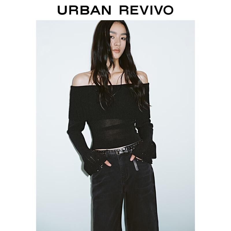 UR Women's 2025 Spring Bardot Neck Slim-Fit Knit Top