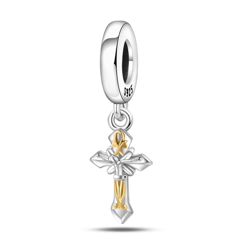 Classic Copper Holy Angel Cross Charms Beads Pendants For Women Fit Qikaola Original Bracelets Diy Jewelry Gift