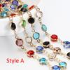 1meter 6mm Colorful Crystal Beads Beaded Chain Glass Bead KC Gold Necklace Chain Accessories for Jewelry Making Crafts DIY