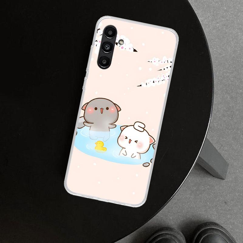 Cute Peach Goma Cat Phone Case Cover for Samsung Galaxy A17 A16 A26 A36 A56 A57 A37 A15 A25 A35 A55 A14 A24 A34 A54 A13 A23 A33