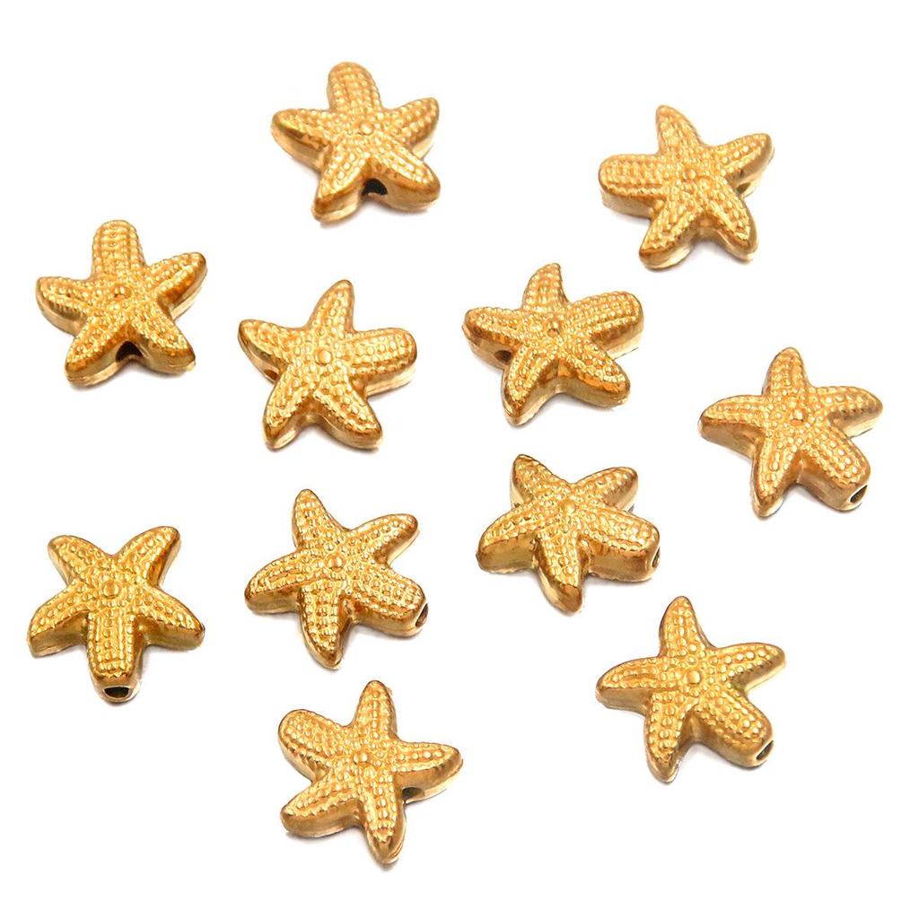 Retro Ocean-Themed Stainless Steel Beaded Pendants: Starfish, Seahorse, Sea Turtle for DIY Bracelets & Necklaces