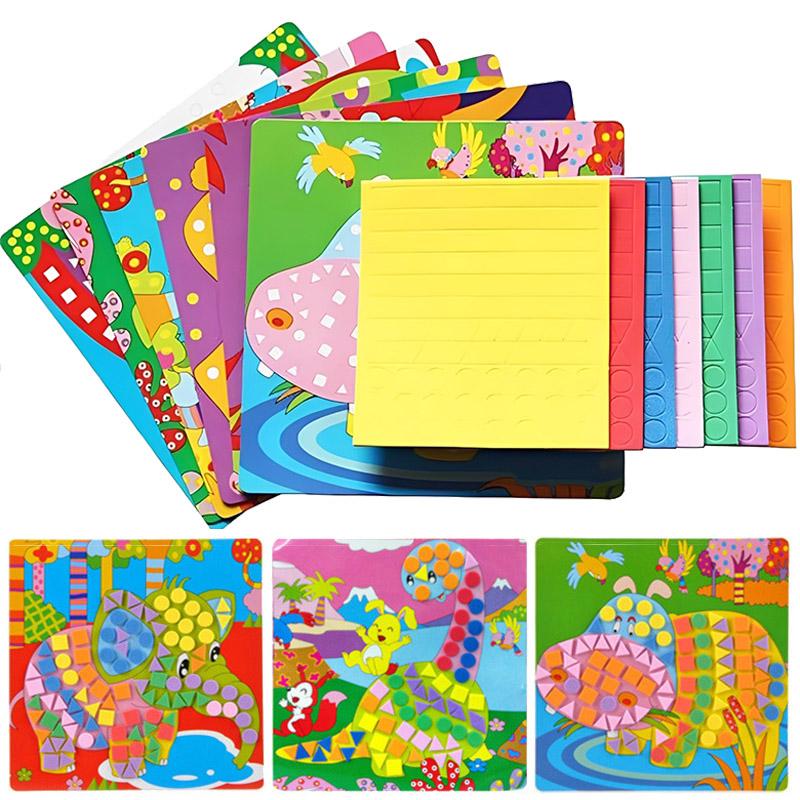 6/12pcs EVA Sticky Kids 3D Mosaics Puzzle Toy Foam Handmade DIY Art Cartoon Pattern Creative Educational Toys for Children TMZ