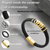 Men's Retro Leather and Titanium Steel Magnetic Buckle Bracelet