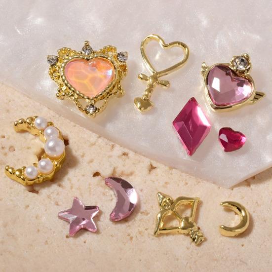 Yousheng 1 Pudełko Ozdoby do Paznokci Różne Kształty Wodoodporna Żywica Kolorowe Brokatowe Gwiazda Księżyc DIY Porady do Zdobienia Paznokci Dekor Piękno