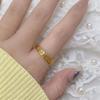 New Gold Double 'Fu' Character Ring for Women, Open and Adjustable, Daily Wear, Fashionable and Versatile, Suitable for Index Finger