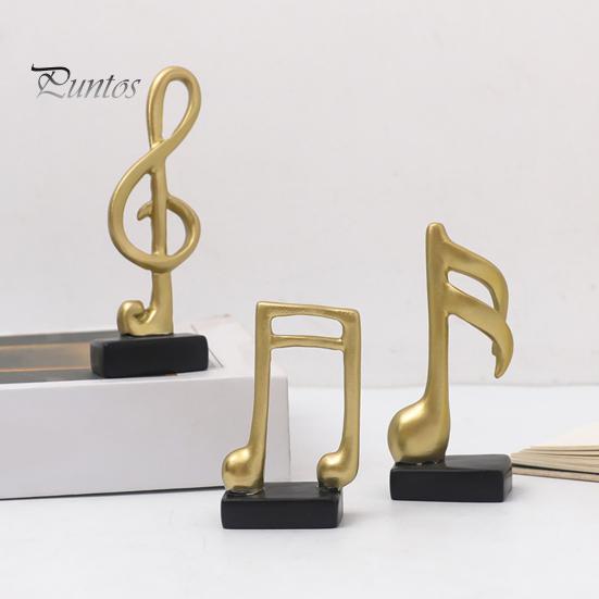 Home Office Music Decor 3Pcs Minimalist Note Resin Sculpture, Treble Clef & Eighth Quarter Desk Stable Base for Piano Room Living Room, Matte